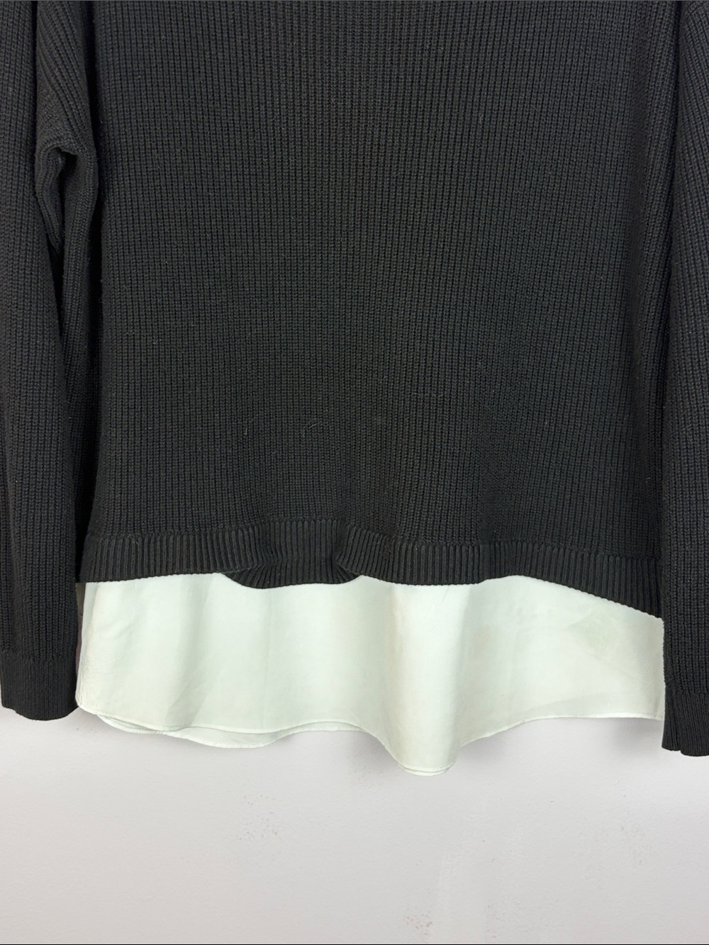 Lauren Ralph Lauren Layered Sweater XL Black Cotton Modal Shirt Hem Pullover - Picture 4 of 13